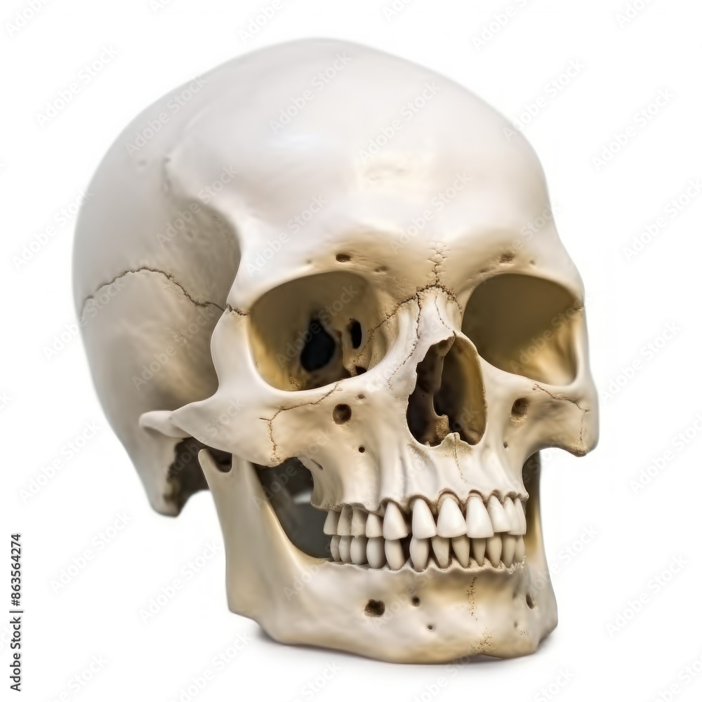 Obraz premium Human Skull Isolated on White Background