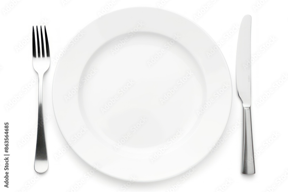 Empty Dinner Plate with Cutlery on White Background Empty Dinner Plate with Cutlery on White Background