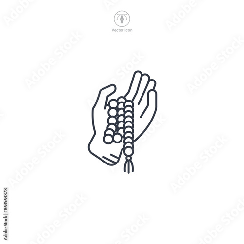 Mala Beads Icon symbol vector illustration isolated on white background