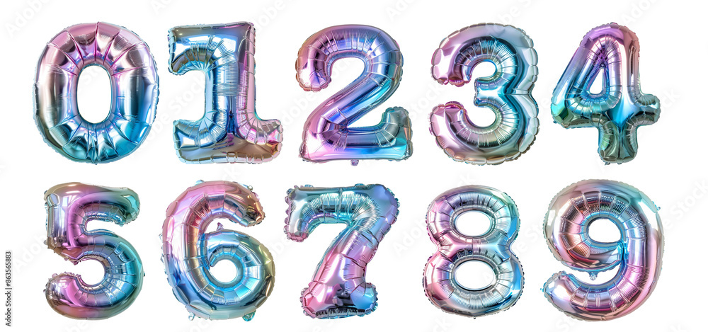 Colorful Gradient Metallic Balloon Numbers Colorful Gradient Metallic Balloon Numbers