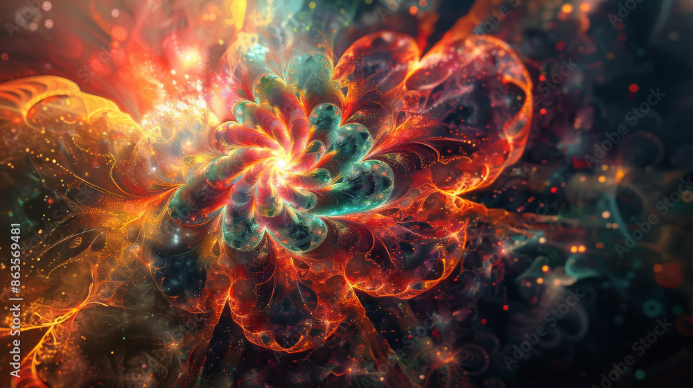 Obraz premium Techno Fractals with Vibrant Colors 