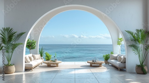 Modern Patio with Ocean View. © Thanate