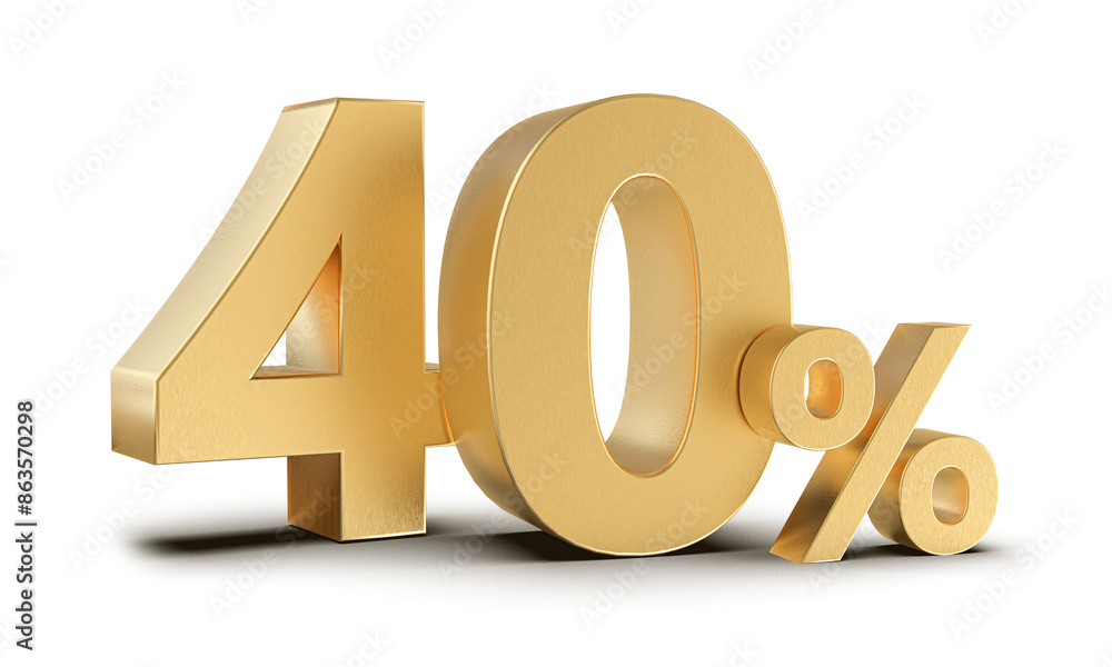40 Percent Off Sale Gold Number 3D Render
