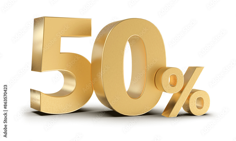 50 Percent Off Sale Gold Number 3D Render 50 Percent Off Sale Gold Number 3D Render