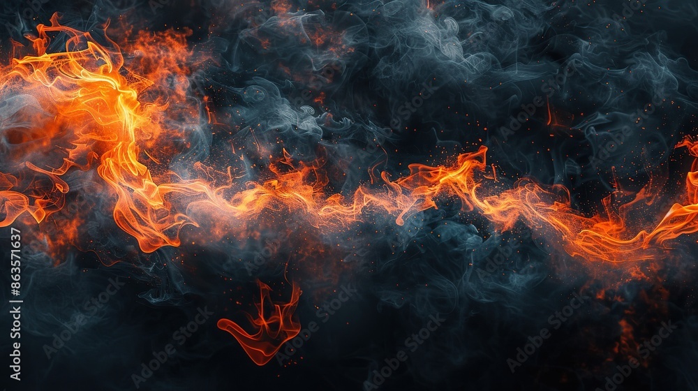 A black and orange image of a lava flow with fire, Generate AI. A black and orange image of a lava flow with fire, Generate AI.