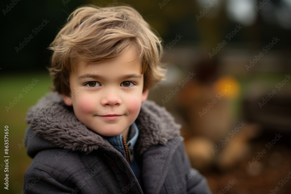 Portrait of a cute little boy with blond hair outdoors in autumn Portrait of a cute little boy with blond hair outdoors in autumn