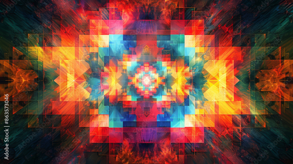 Obraz premium Alert Icon on Vibrant Techno-Patterns 