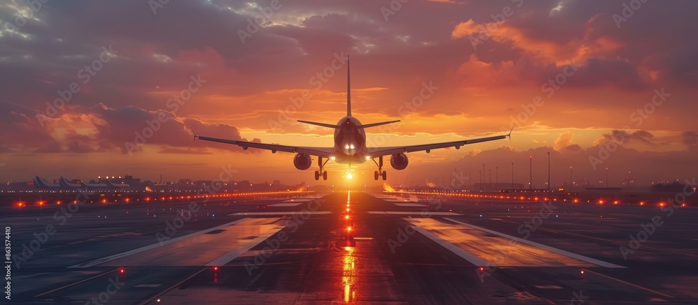 Airplane Landing at Sunset Airplane Landing at Sunset