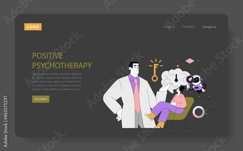 Positive Psychology. Flat Vector Illustration