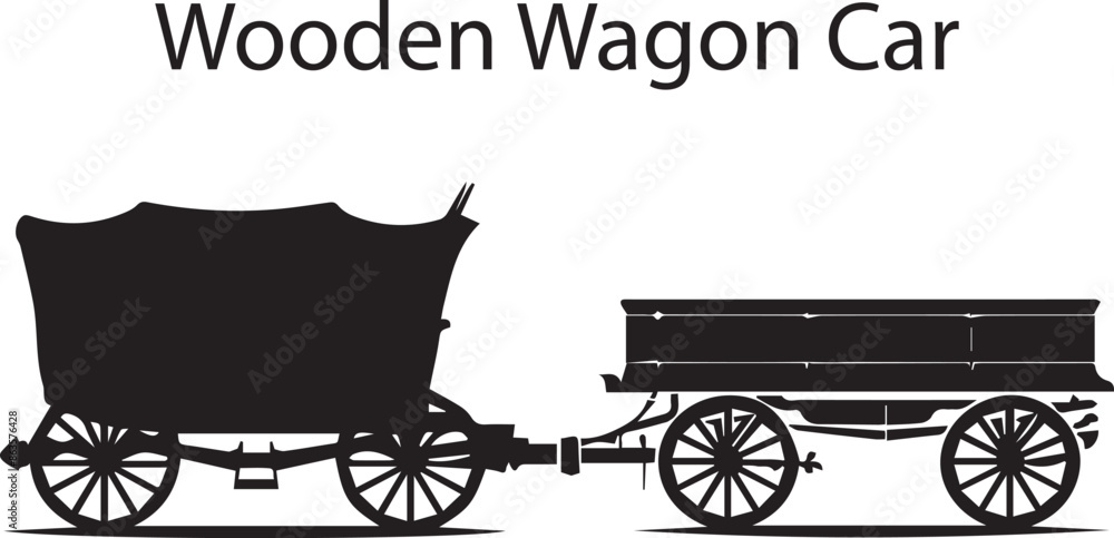 Fototapeta premium Wooden Wogan Vehicle Abstract Silhouette Vector Graphics Pack