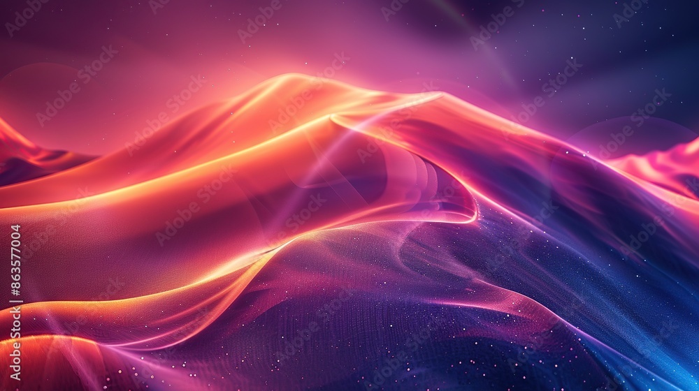 Glowing and smok blue and red waves on red, blue, black background, Generate AI. Glowing and smok blue and red waves on red, blue, black background, Generate AI.