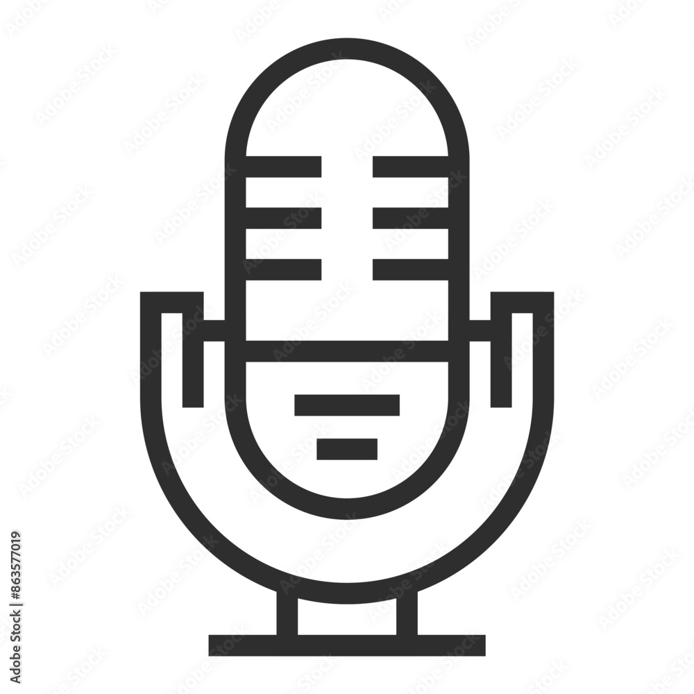 Microphone editable stroke outline icon isolated on white background flat vector illustration Microphone editable stroke outline icon isolated on white background flat vector illustration