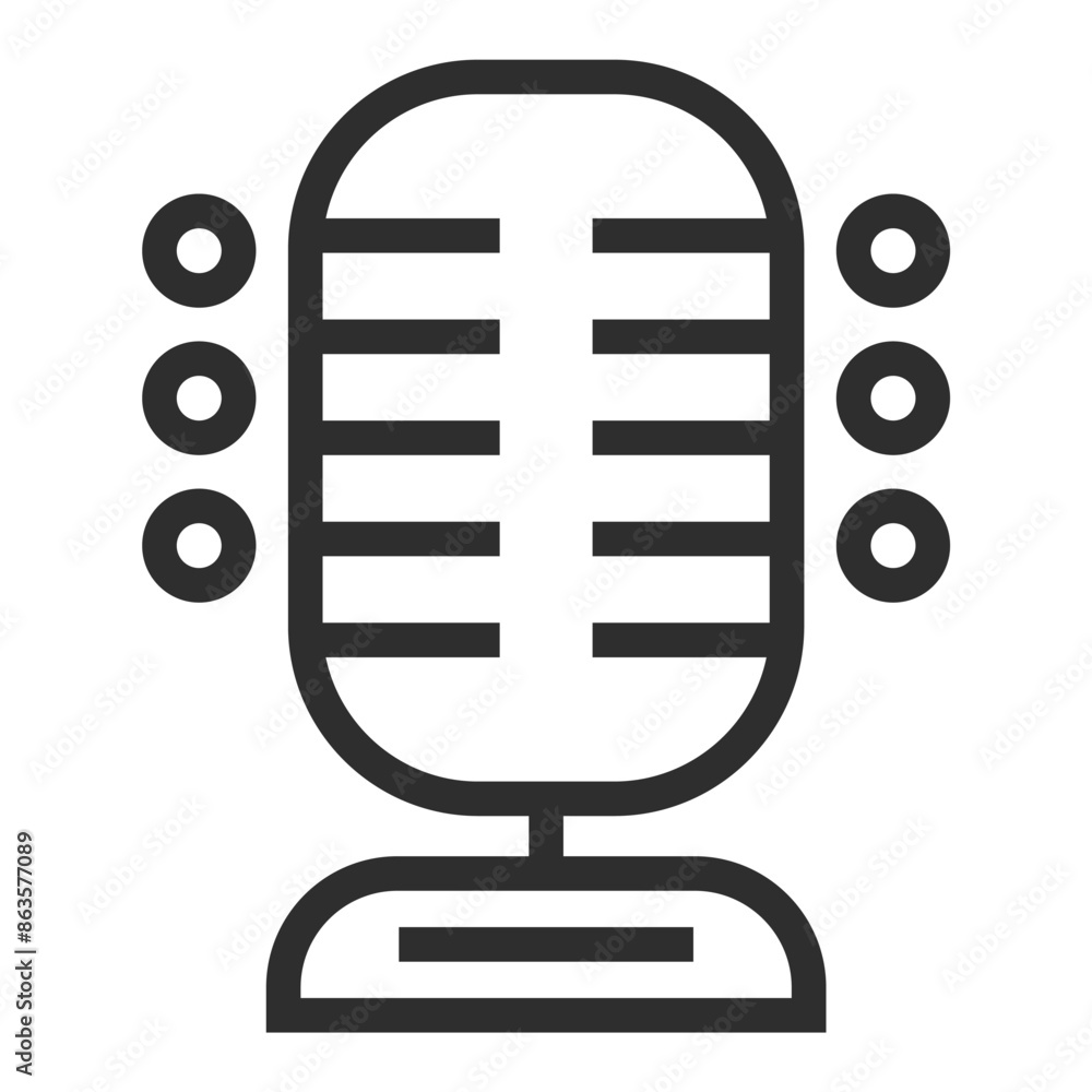 Microphone editable stroke outline icon isolated on white background flat vector illustration Microphone editable stroke outline icon isolated on white background flat vector illustration