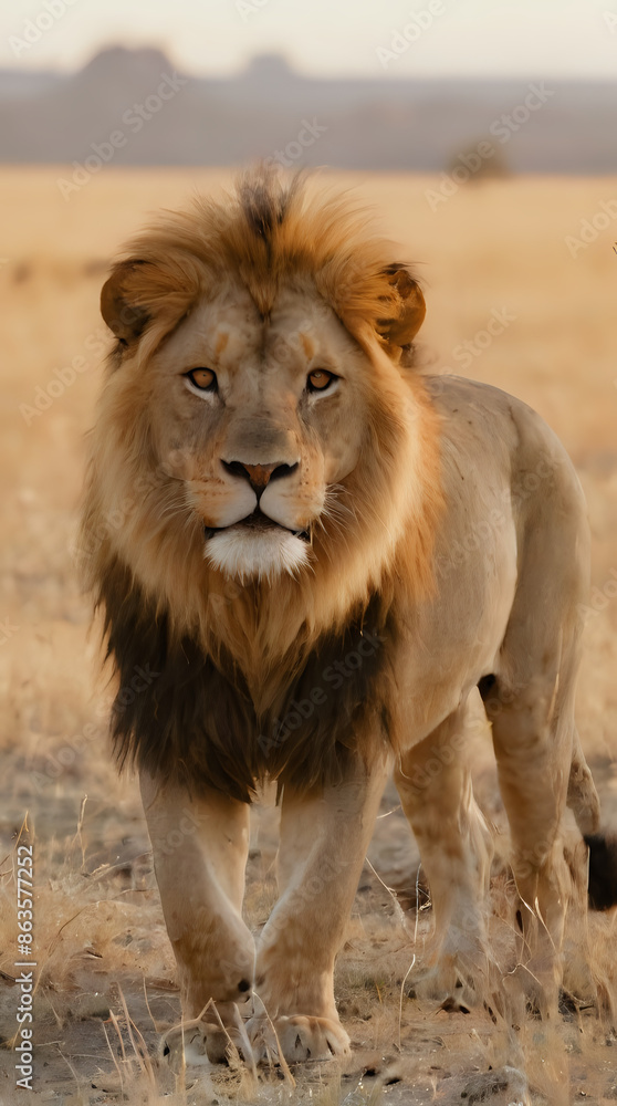 a lion walking in the middle of a field a lion walking in the middle of a field