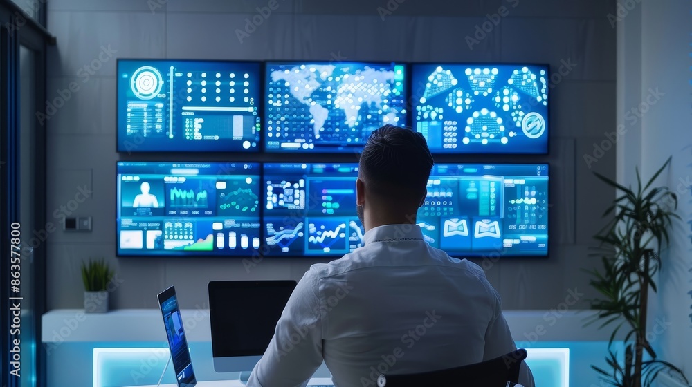 Seamless Home Automation Expert Integrator Monitors and Adjusts Systems with Precision on Multiple Displays Seamless Home Automation Expert Integrator Monitors and Adjusts Systems with Precision on Multiple Displays