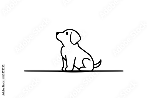 Minimalist Line Art Dog Illustrations, Set of minimalist line art illustrations of a dog in various poses, featuring clean lines and a neutral background.
