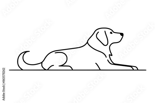 Minimalist Line Art Dog Illustrations, Set of minimalist line art illustrations of a dog in various poses, featuring clean lines and a neutral background.
