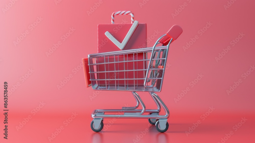 shopping cart Flat style shopping concept. shopping cart Flat style shopping concept.