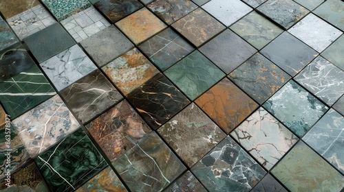 Wallpaper Mural Colorful mosaic tiles arranged in a grid pattern, showcasing various natural textures and colors, perfect for background or interior design. Torontodigital.ca