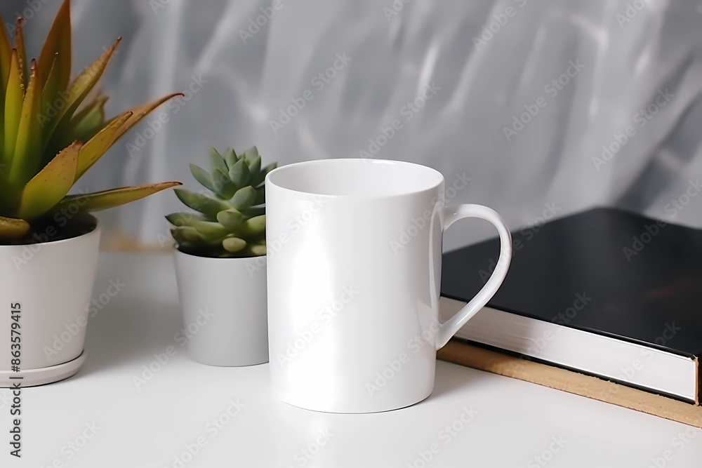 Mug mockup template with flowers, generated ai Mug mockup template with flowers, generated ai
