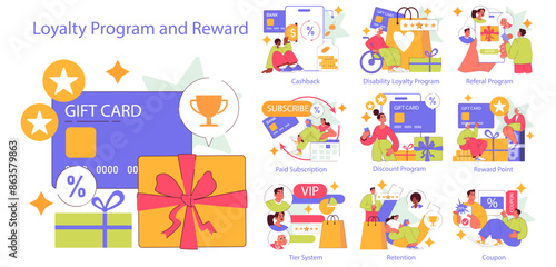 Loyalty Program And Reward. Flat Vector Illustration