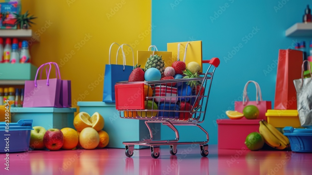 shopping in an online store. flat style. Online store concept shopping in an online store. flat style. Online store concept