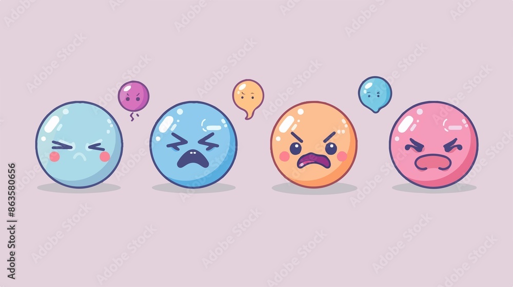 set of various epxression or emoticon isolated background set of various epxression or emoticon isolated background