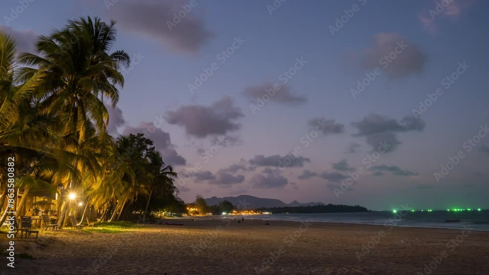 Time lapse video of a tropical beach in Thailand in an evening. Time lapse video of a tropical beach in Thailand in an evening.