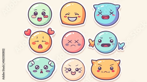 set of various epxression or emoticon, chibi style character