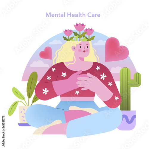 Mental Health Care concept. Vector illustration.