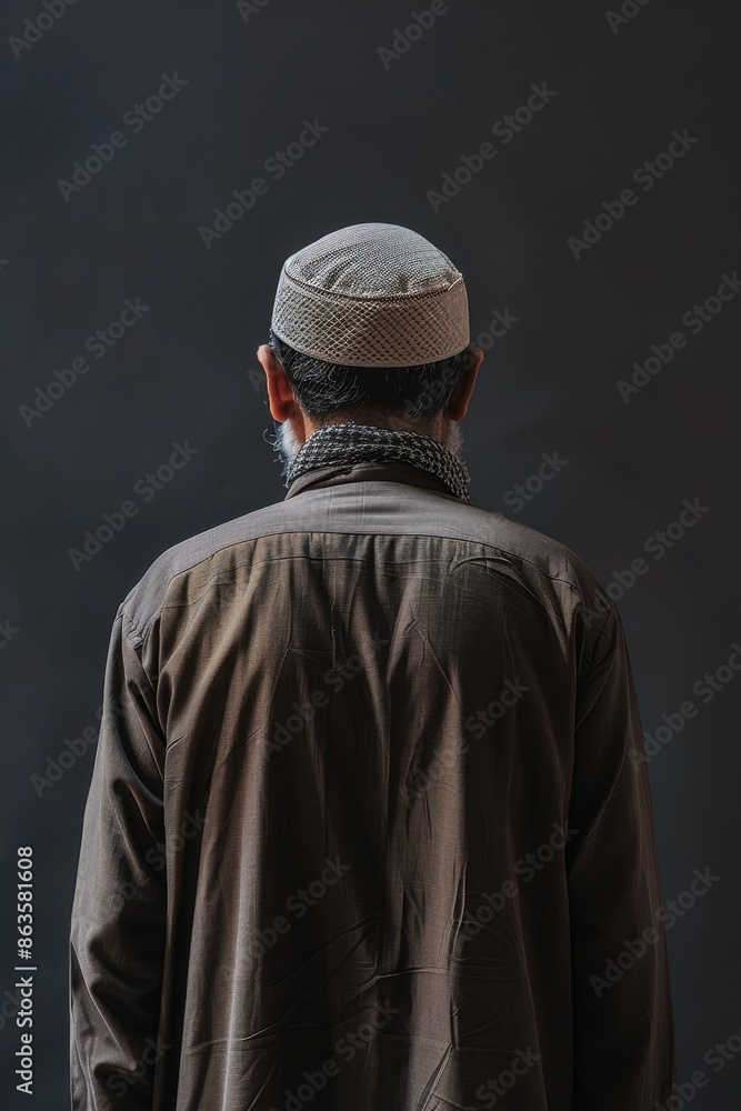muslim man standing on solid background muslim man standing on solid background