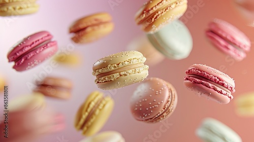 Wallpaper Mural Flight of Fancy Whimsical Macarons Soaring in a Rainbow Sky A Deliciously Stylish Image of Elegance and Indulgence Torontodigital.ca