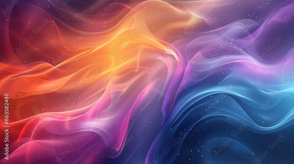 Fototapeta premium A colorful, abstract painting of a wave with a rainbow in the middle