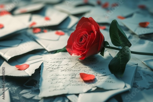 red roseslove letters in realistic style by generative ai photo