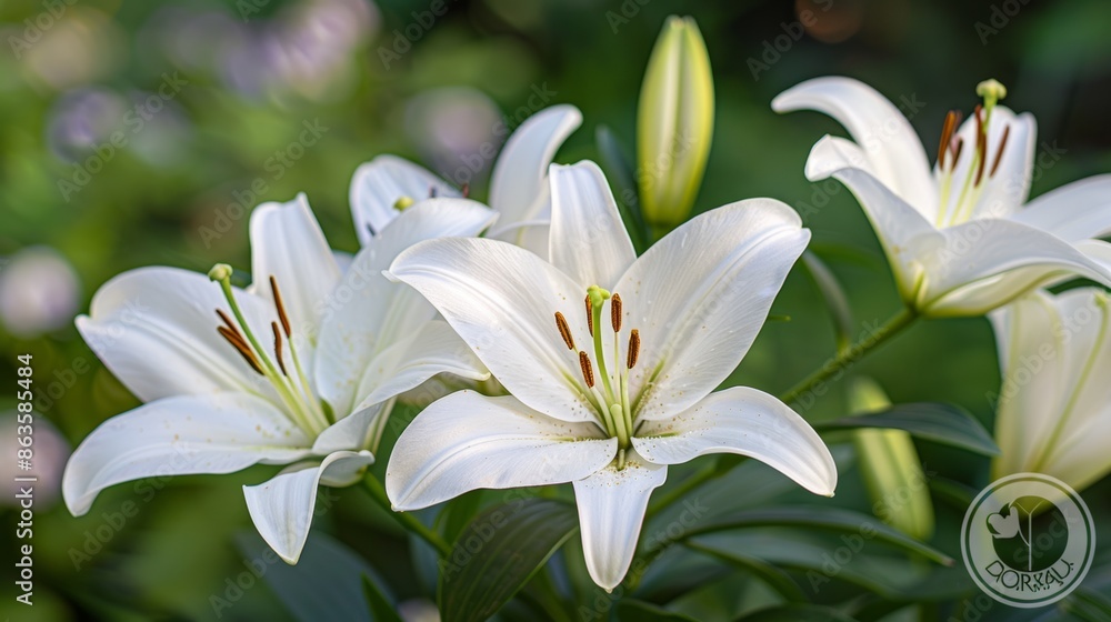 Fototapeta premium White Lilies in the Garden 