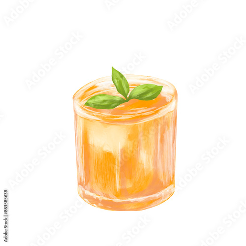 orange mocktail bar cafe menu illustration