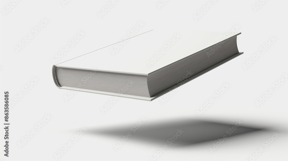 Blank Hardcover Book with Matte Finish Floating Against White Background Blank Hardcover Book with Matte Finish Floating Against White Background