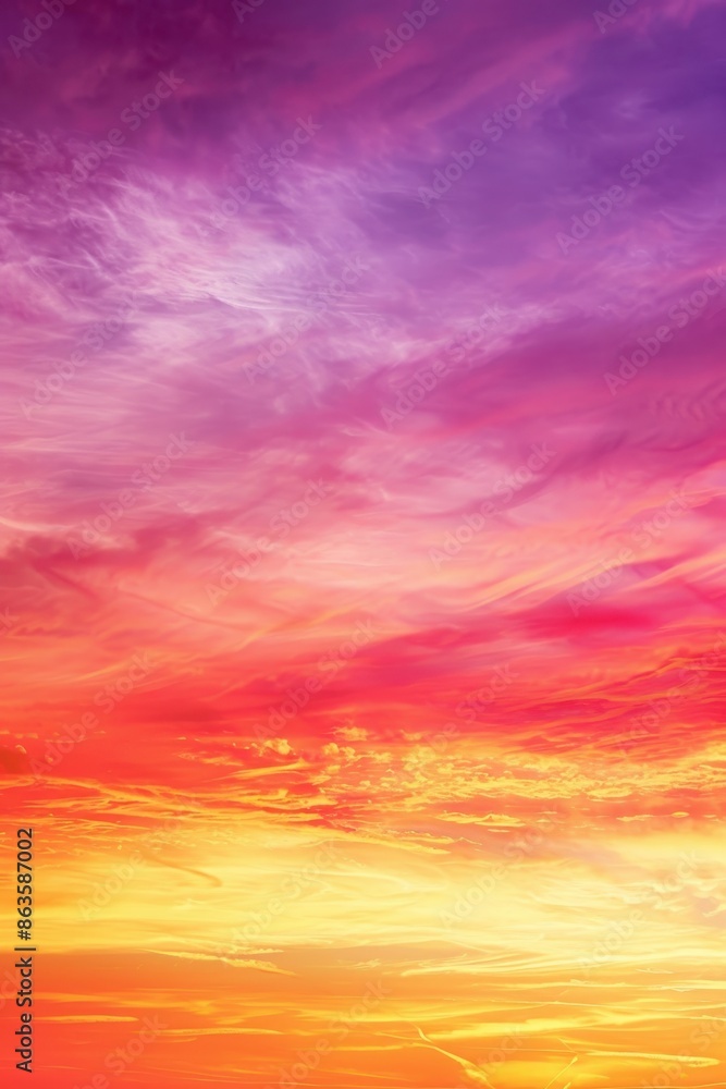 Obraz premium Orange, pink, purple and yellow fiery sunset