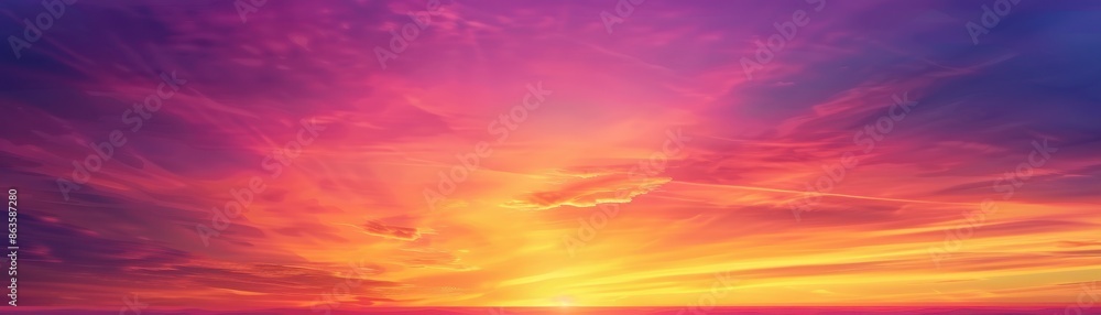 Orange, pink, purple and yellow fiery sunset Orange, pink, purple and yellow fiery sunset