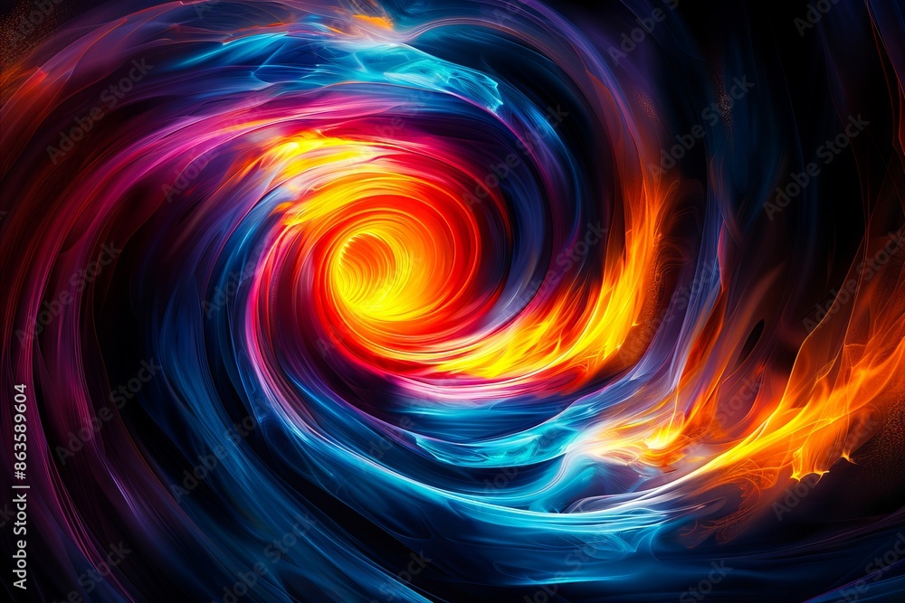 A colorful swirl of fire and light.