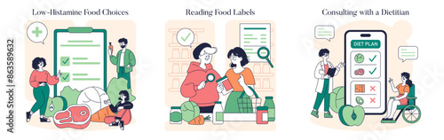 Low Histamine Diet. Flat Vector Illustration