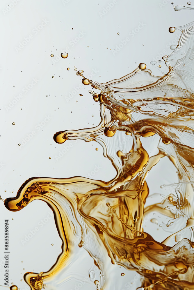Fototapeta premium Oil wave on a white background, liquid texture and motion