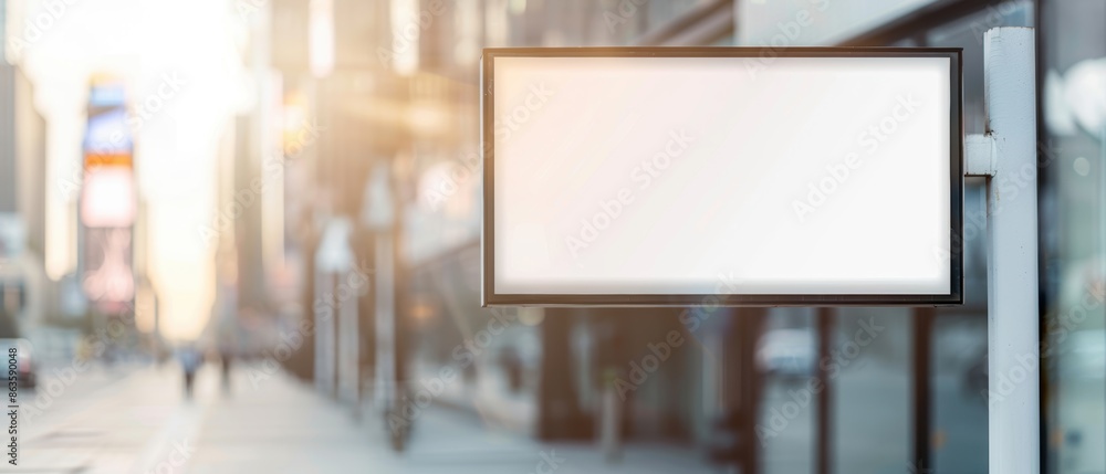 White billboard in a cityscape, urban setting, sunny day, perfect for marketing mockups White billboard in a cityscape, urban setting, sunny day, perfect for marketing mockups