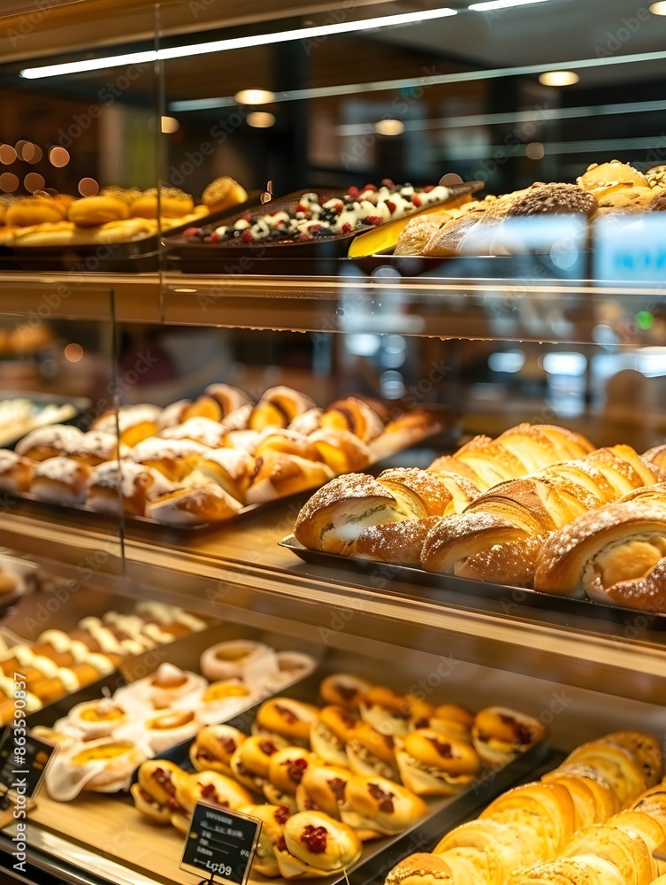 close up view of freshly baked bakery in hypermarket close up view of freshly baked bakery in hypermarket