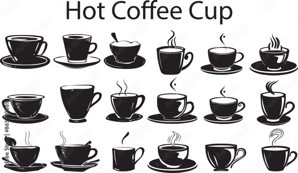 Tea Coffee Cup Abstract Silhouette Vector Graphics Pack Tea Coffee Cup Abstract Silhouette Vector Graphics Pack