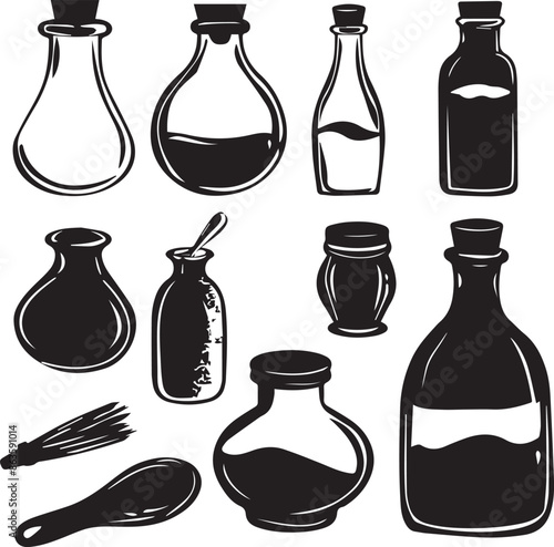 Drinks Bootle Abstract Silhouette Vector Graphics Pack