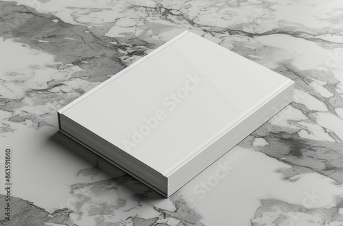 White Blank Hardcover Book on Marble Surface