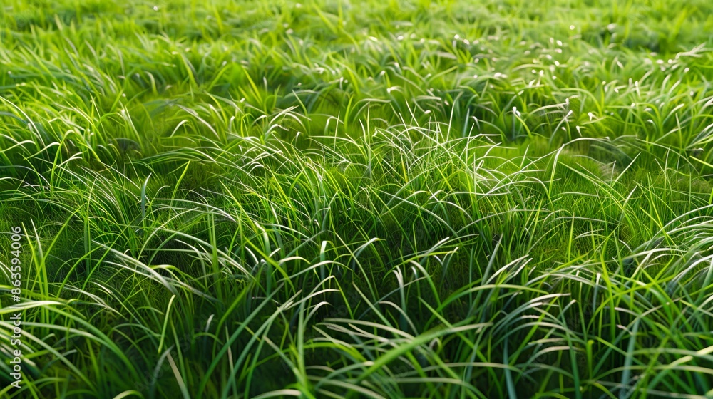 A field of green grass with some sunlight. A field of green grass with some sunlight.