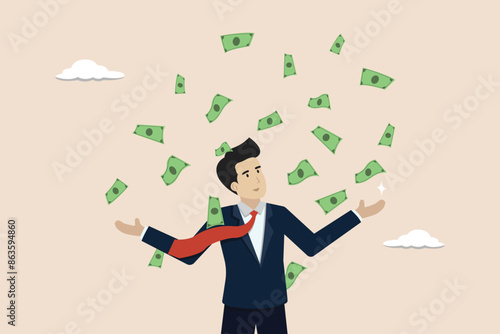 Successful businessman, rich businessman, lots of income, business profit concept, rich businessman earns a lot of money.
