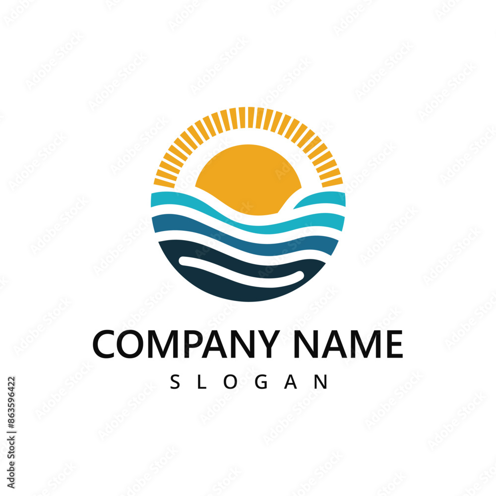 Tropical Beach Logo Design Template Tropical Beach Logo Design Template